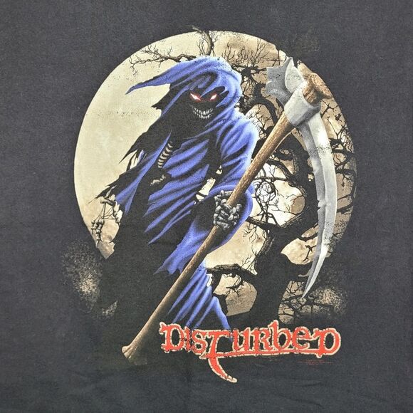 Vintage Y2k Disturbed Reaper T-Shirt Size XL - Picture 2 of 5
